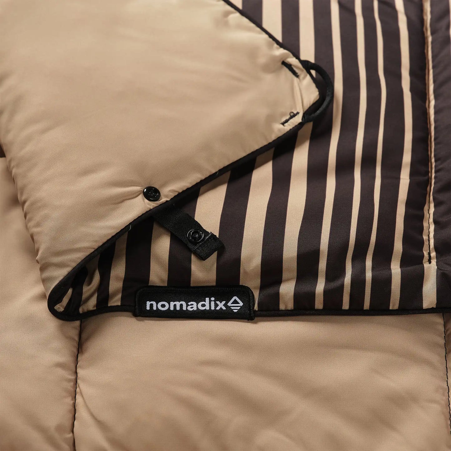 Graphene Puffer Blanket: Heritage Stripe Black and Tan