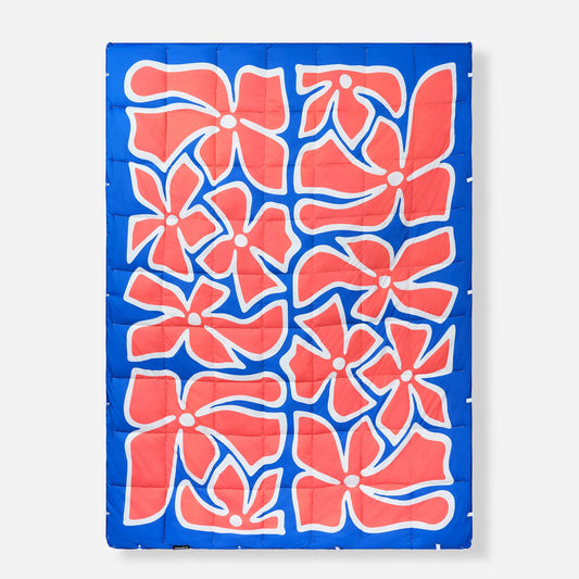 Graphene Puffer Blanket: Wild Flowers Stellar Blue Red