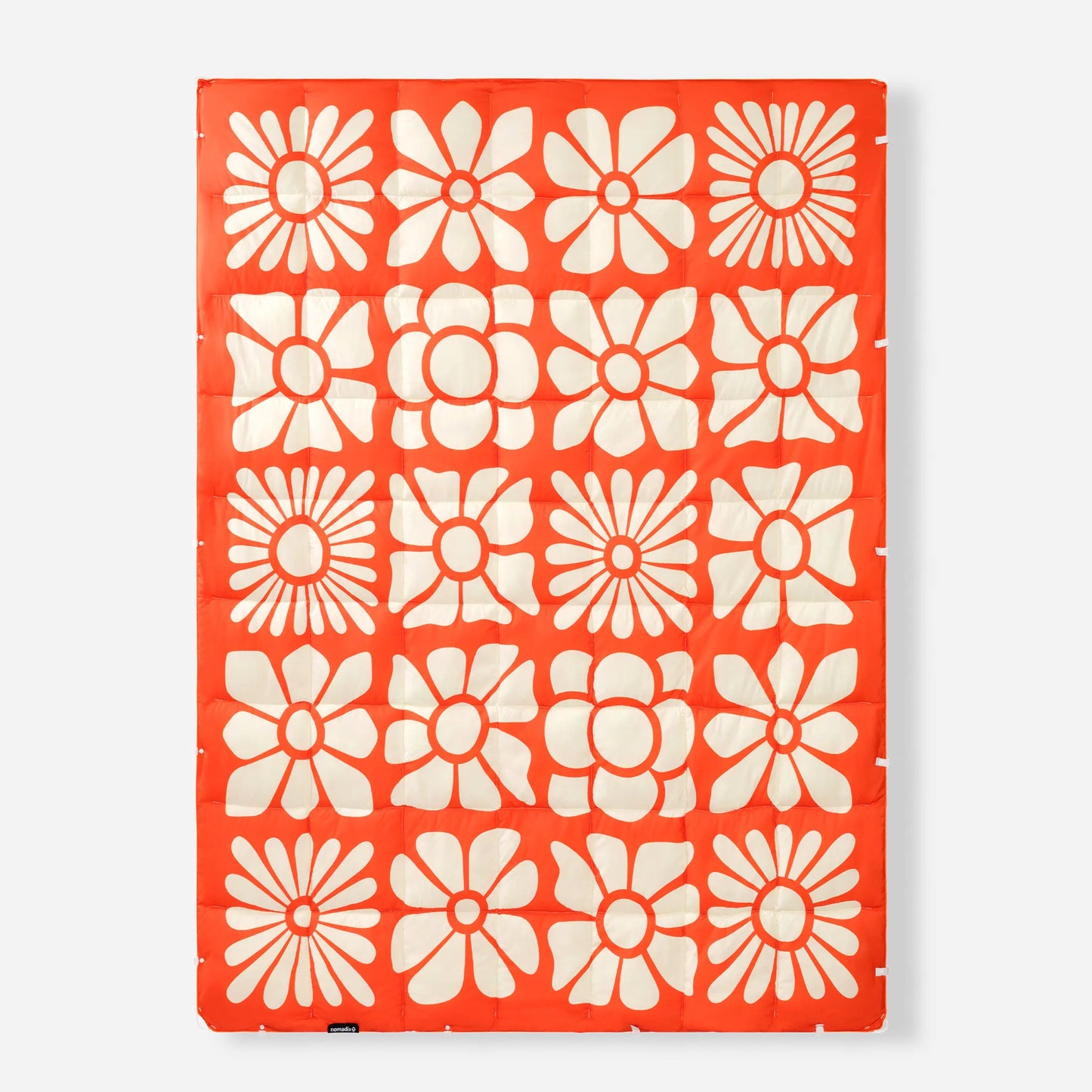 Graphene Puffer Blanket: Big Flowers Expedition Orange