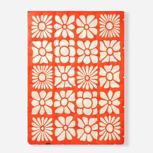 Graphene Puffer Blanket: Big Flowers Expedition Orange
