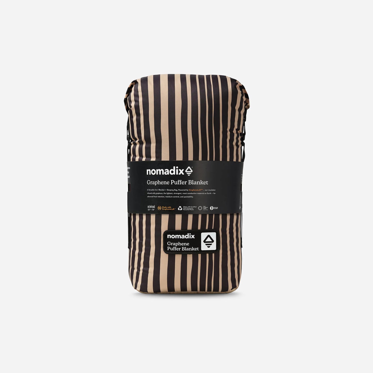 Graphene Puffer Blanket: Heritage Stripe Black and Tan