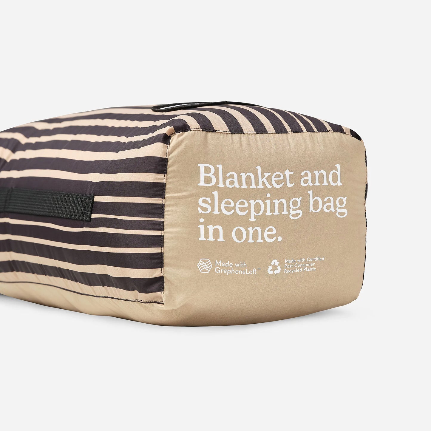 Graphene Puffer Blanket: Heritage Stripe Black and Tan