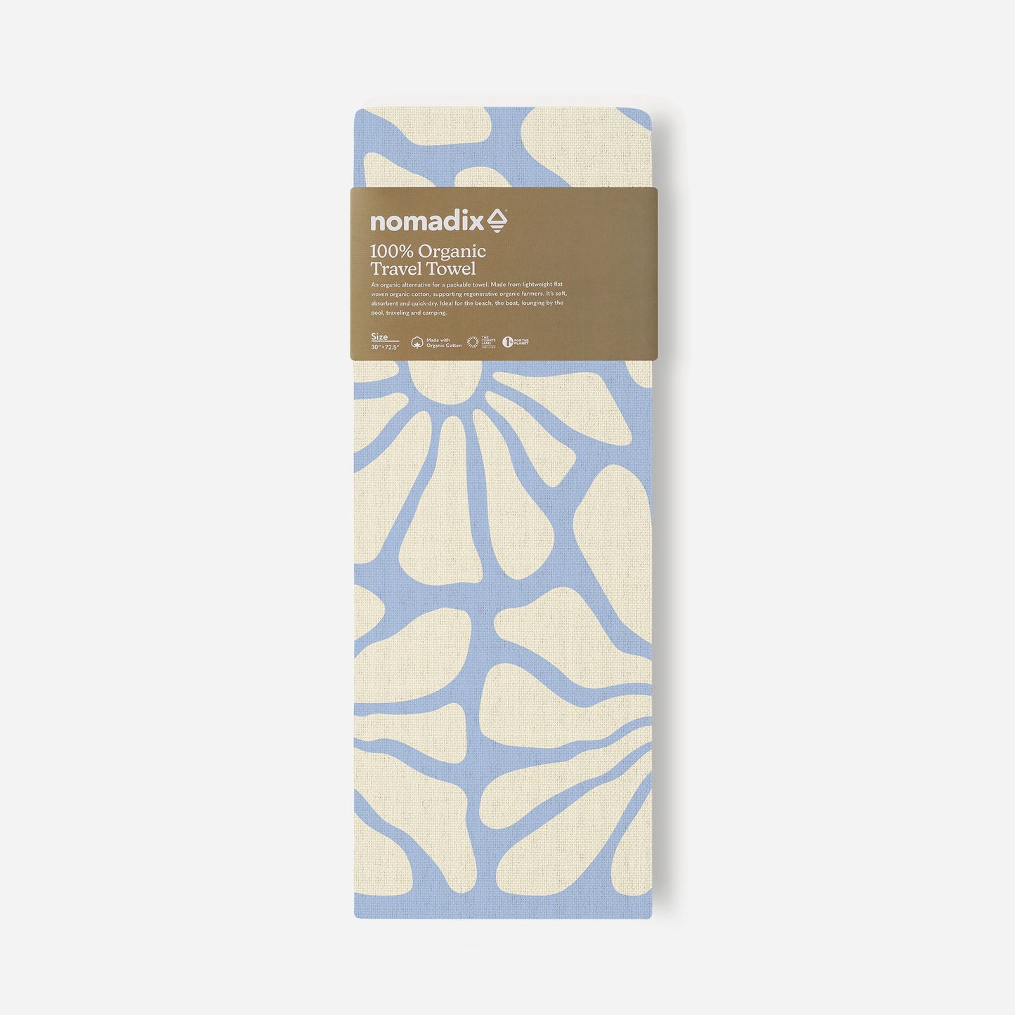 Organic Cotton Travel Towel: Lazy Daisy Coastal Blue