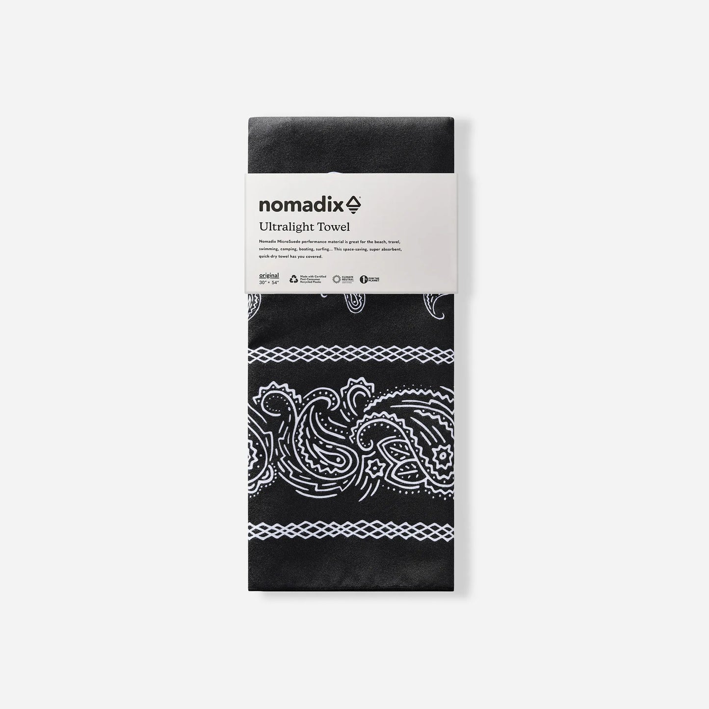 Ultralight Towel: Paisley Black
