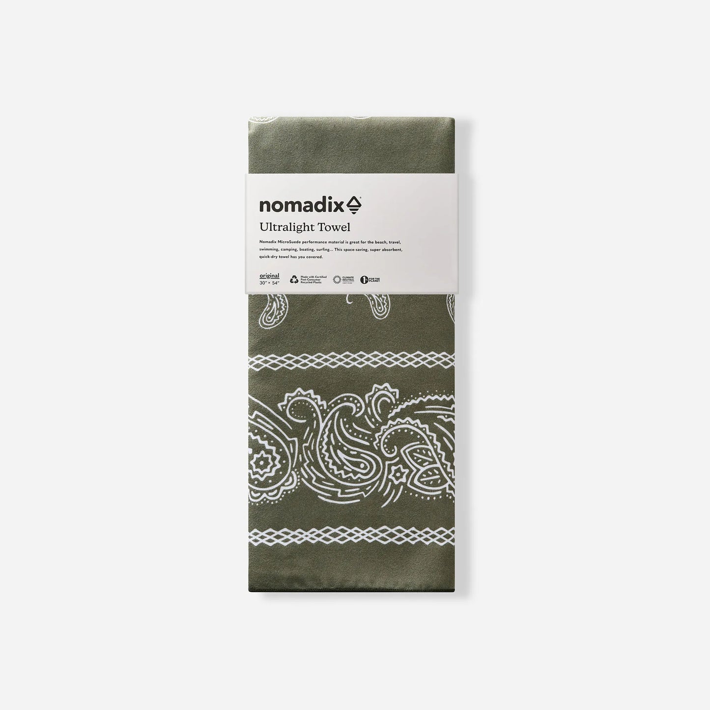 Ultralight Towel: Paisley Forest Green