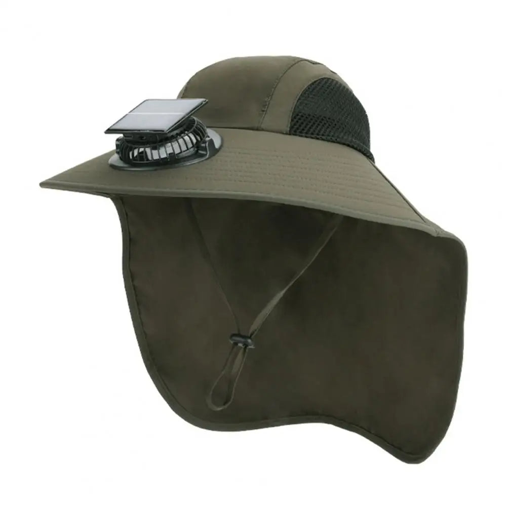 Solar Fan Hat with Wide Brim