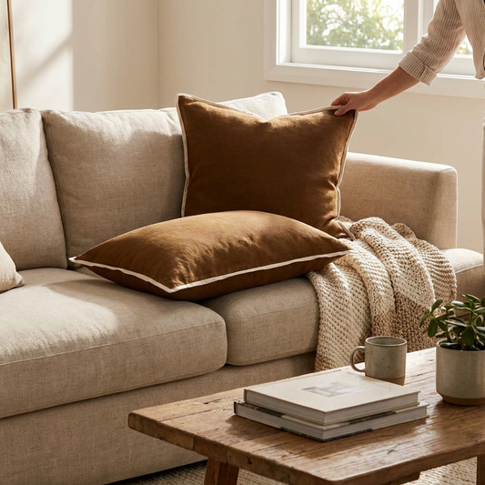 Linen Pillowcase Pair - Toffee lifestyle