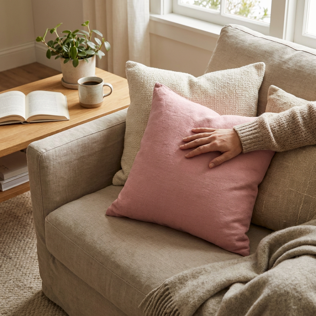 Big Linen - Blush Cushion lifestyle