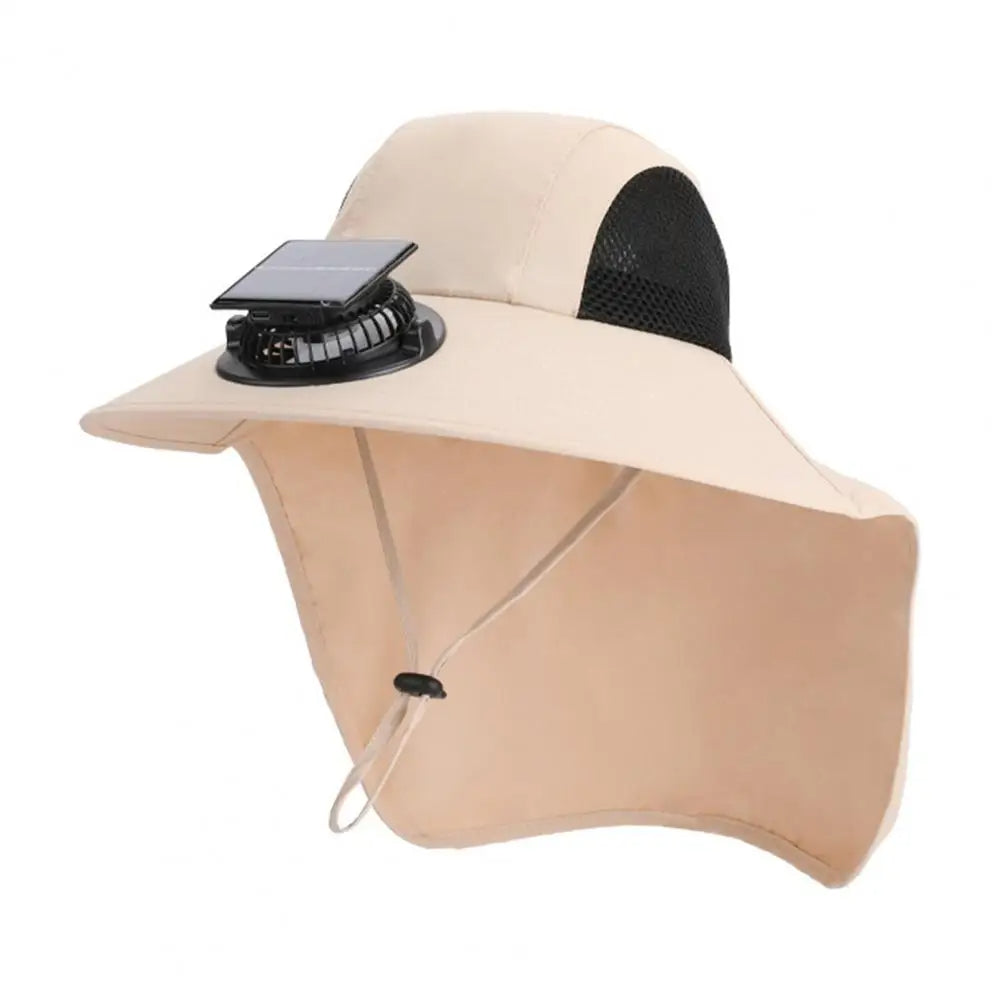 Solar Fan Hat with Wide Brim