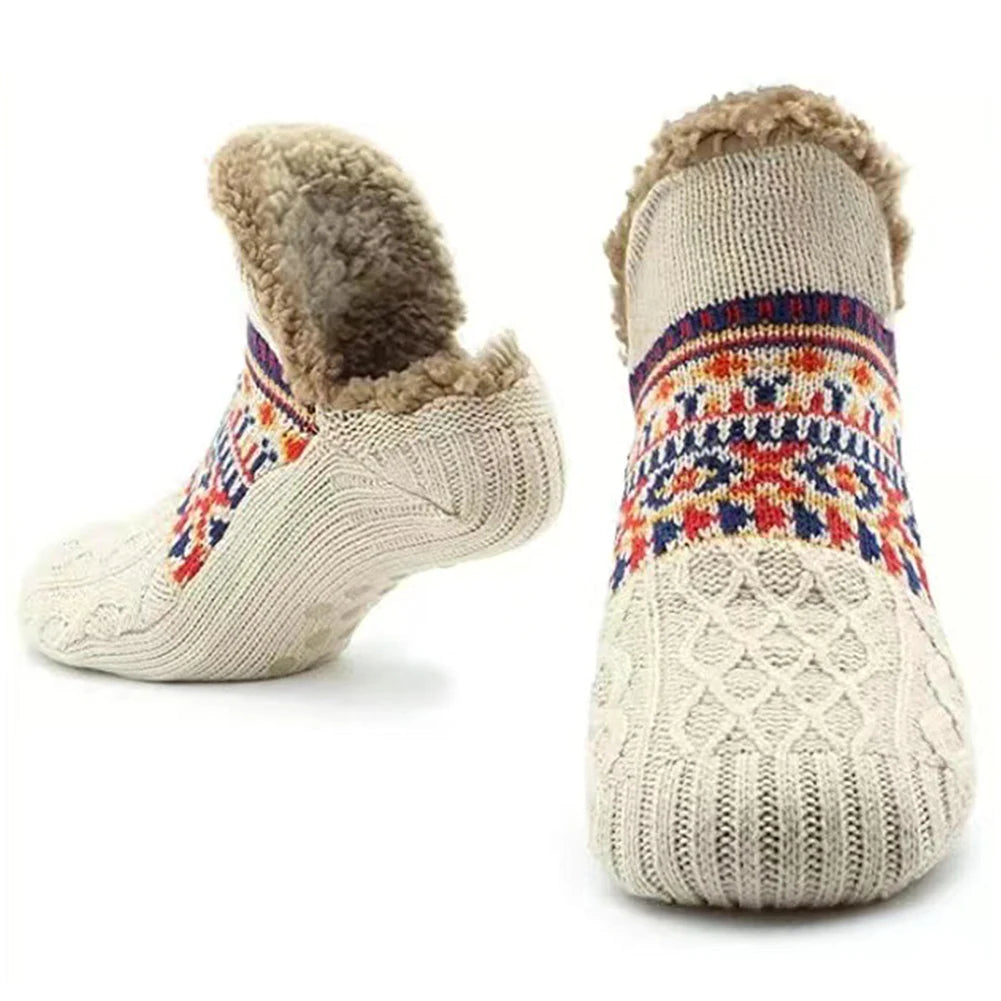 Knitted Slipper Socks with Fleece Lining