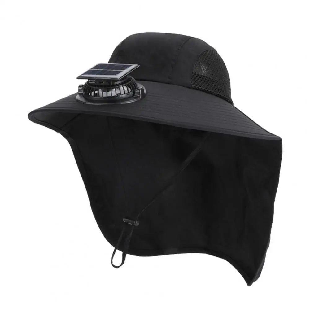 Solar Fan Hat with Wide Brim