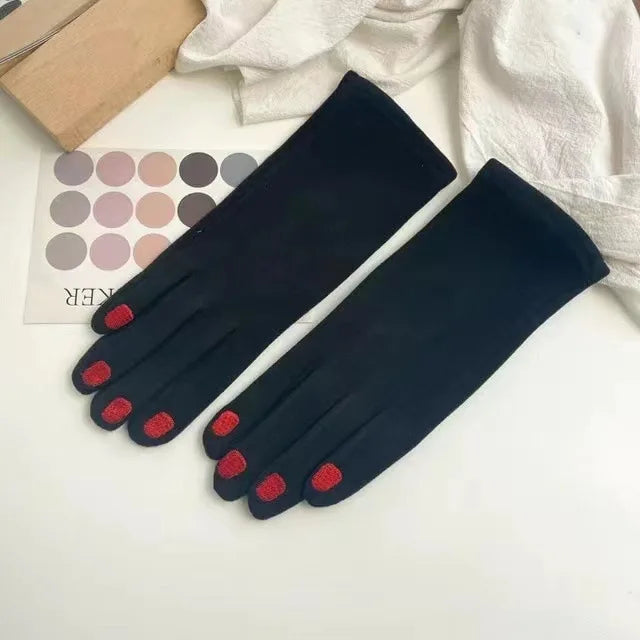 Touch Screen Winter Gloves with Nail Polish Design