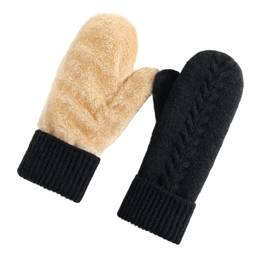 Double Layer Fleece Lined Winter Mittens