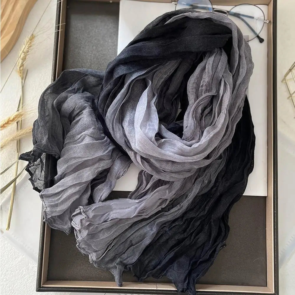 Soft Gradient Cotton Shawl Ladies Winter Scarf