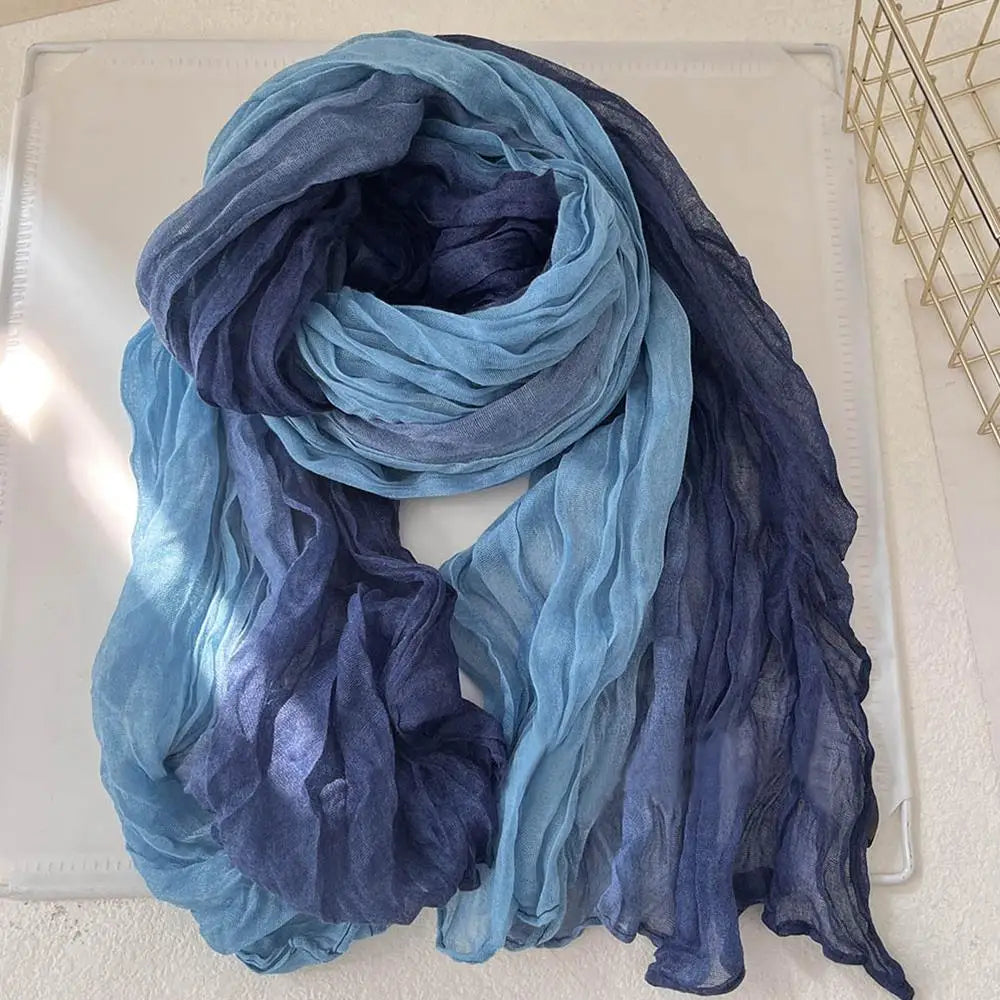Soft Gradient Cotton Shawl Ladies Winter Scarf