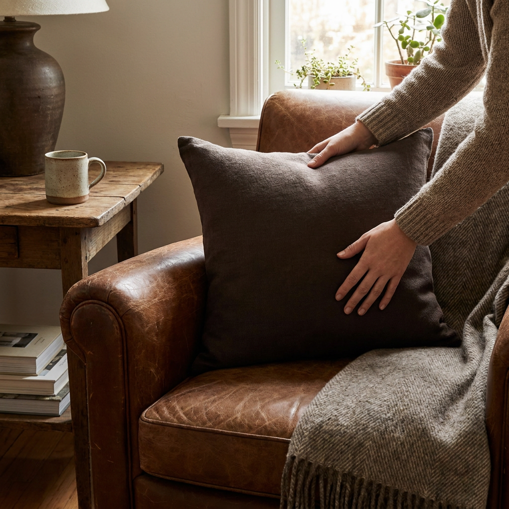 Big Linen - Chocolate Cushion lifestyle