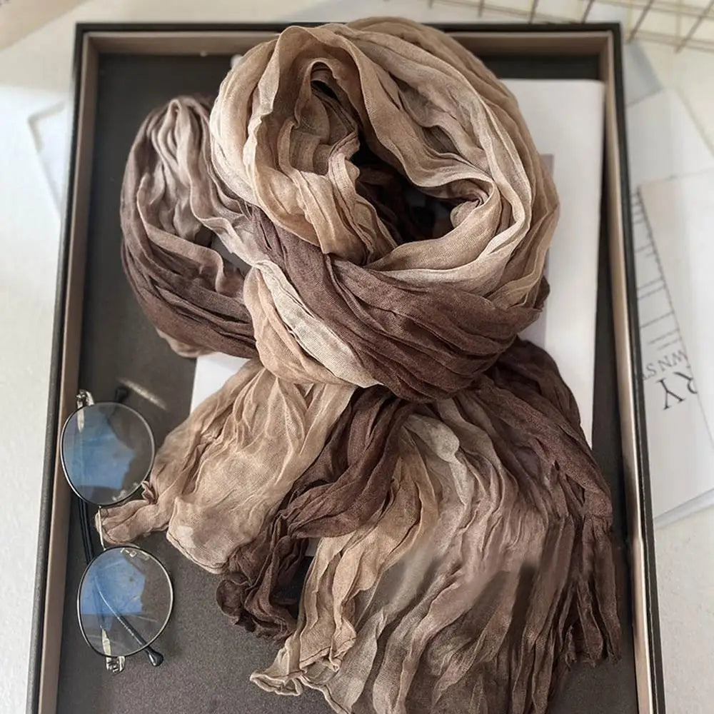 Soft Gradient Cotton Shawl Ladies Winter Scarf