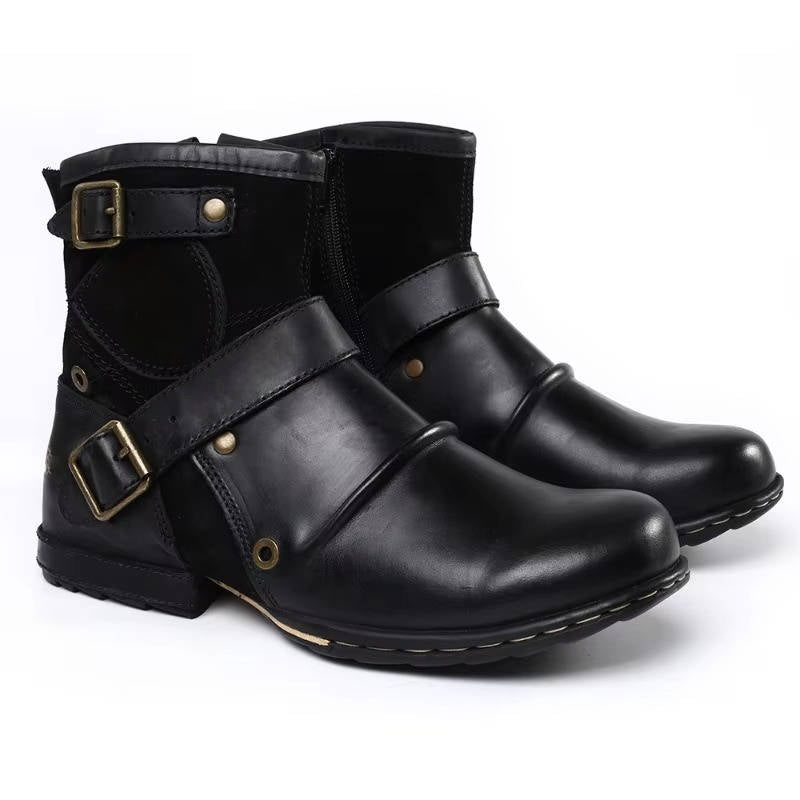 Men's Vintage Style Buckled Ankle Boots