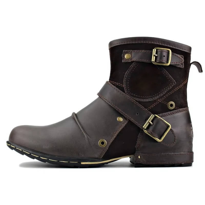 Men's Vintage Style Buckled Ankle Boots