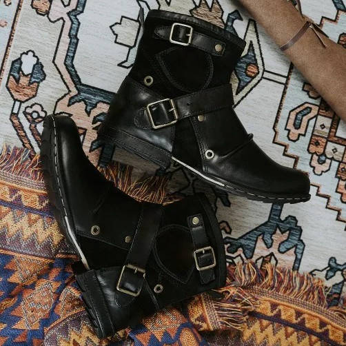 Men's Vintage Style Buckled Ankle Boots