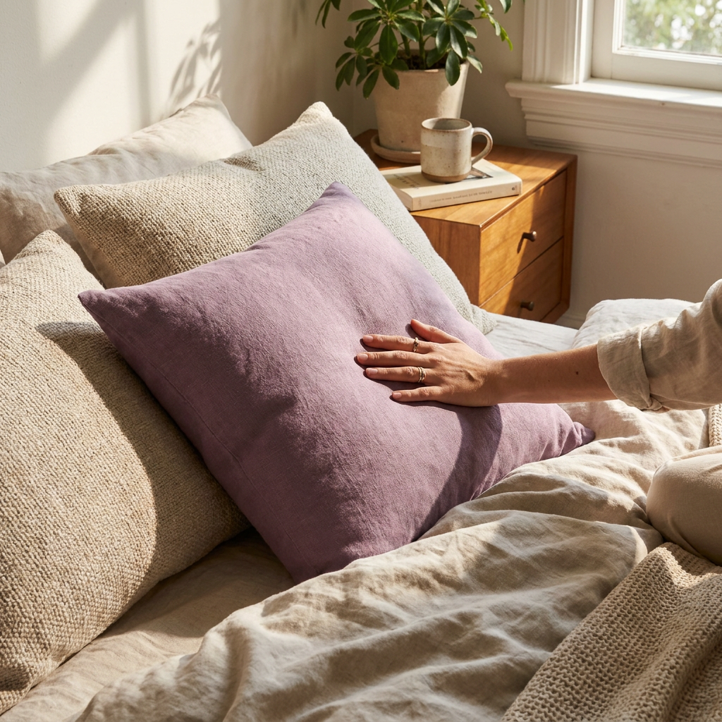 Essential Linen - Mauve Cushion lifestyle