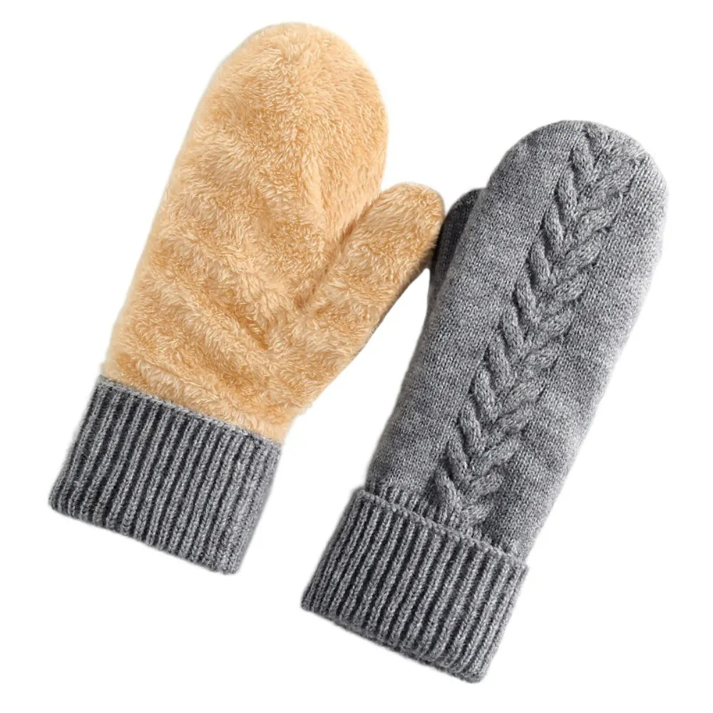 Double Layer Fleece Lined Winter Mittens