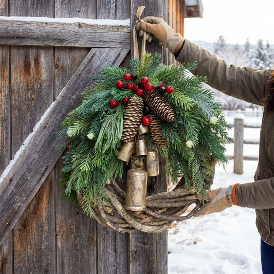 Farmhouse Christmas Wreath lifestyle