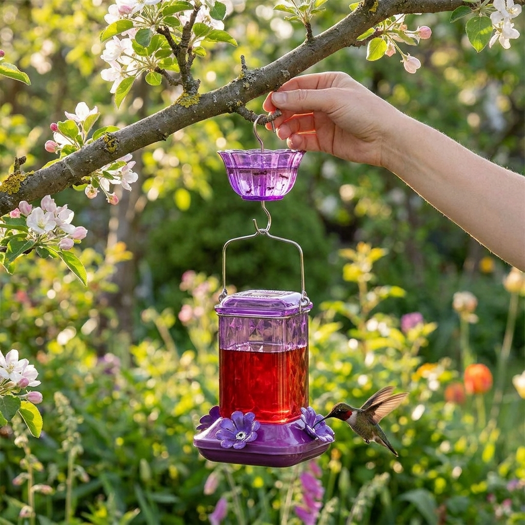 Glass Hummingbird Feeder lifestyle