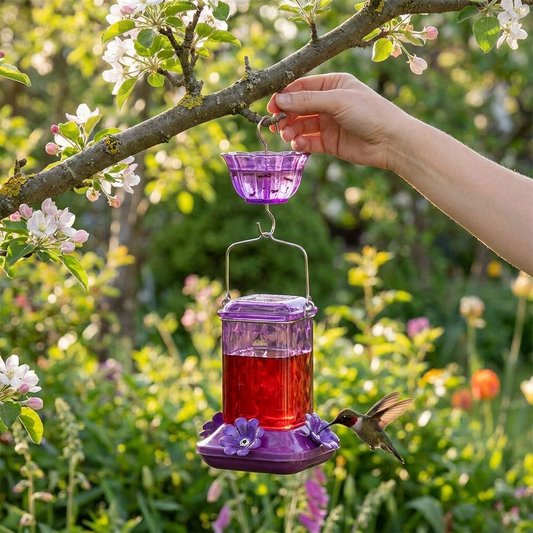 Glass Hummingbird Feeder lifestyle