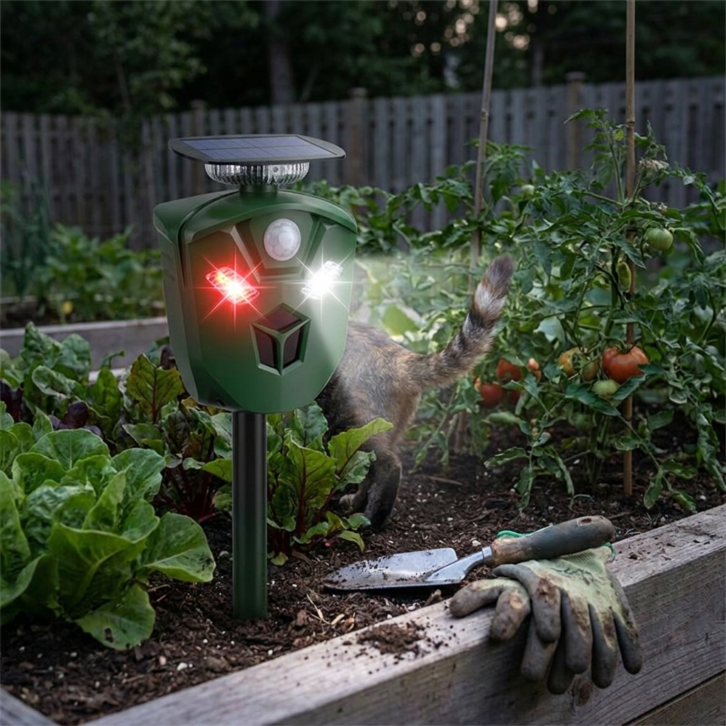 360 Solar Ultrasonic Animal Repeller lifestyle