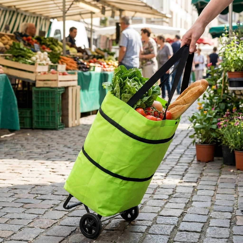 Foldable Shopping Bag with Wheels lifestyle