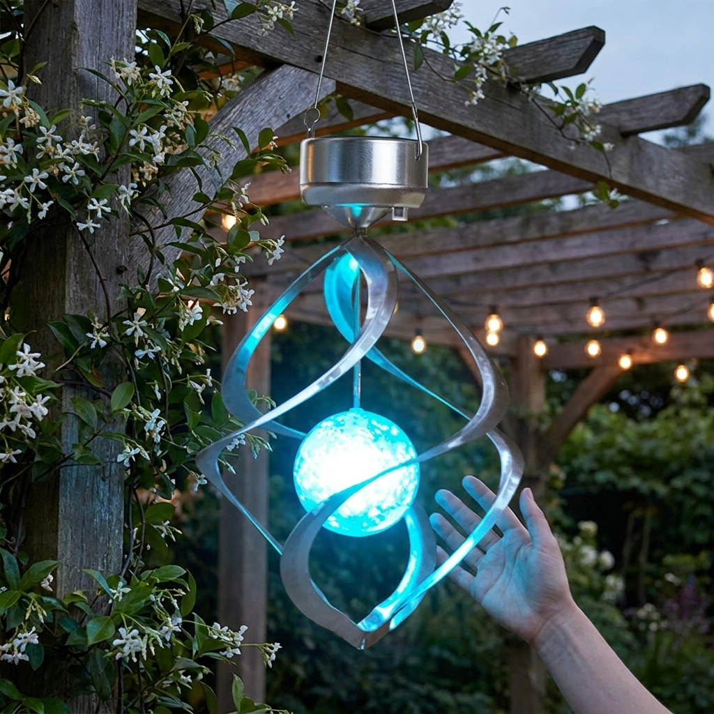 Solar Wind Chime Spinner LED Lamp lifestyle
