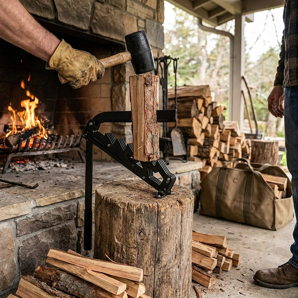 Wall Mounted Firewood Kindling Splitter lifestyle