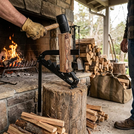 Wall Mounted Firewood Kindling Splitter lifestyle