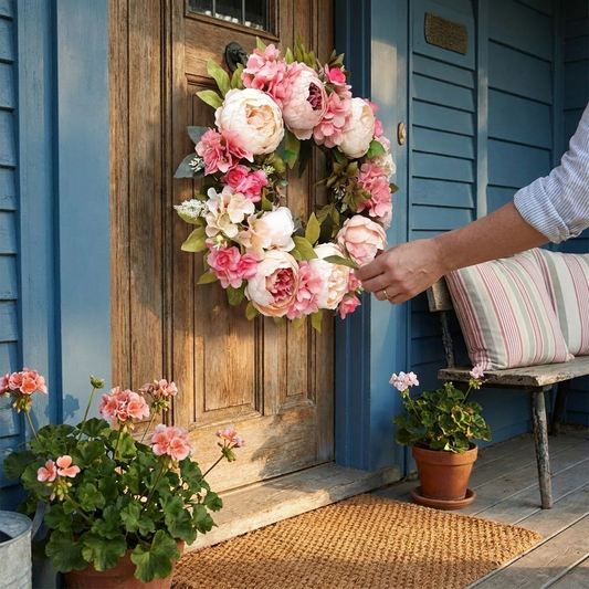 Peony Round Wreath lifestyle