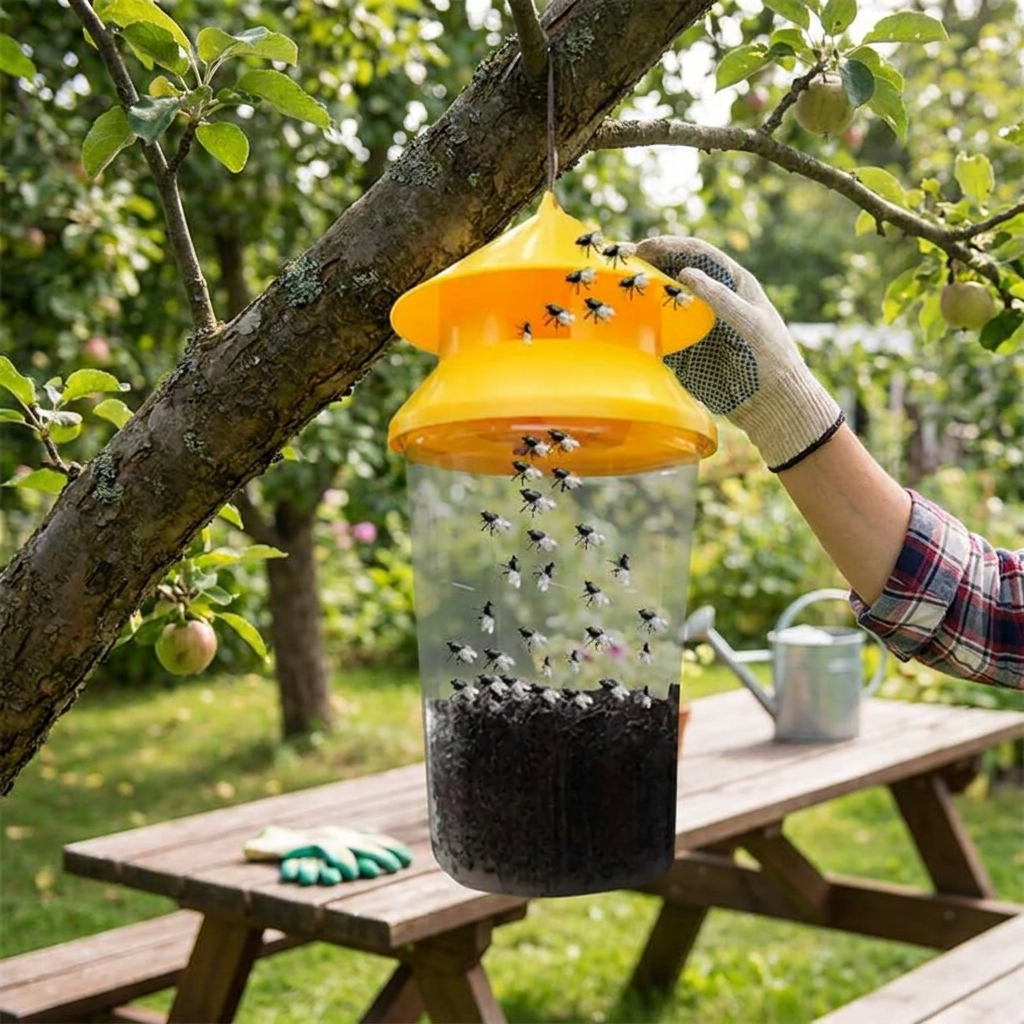 Reusable Outdoor Hanging Fly Trap lifestyle