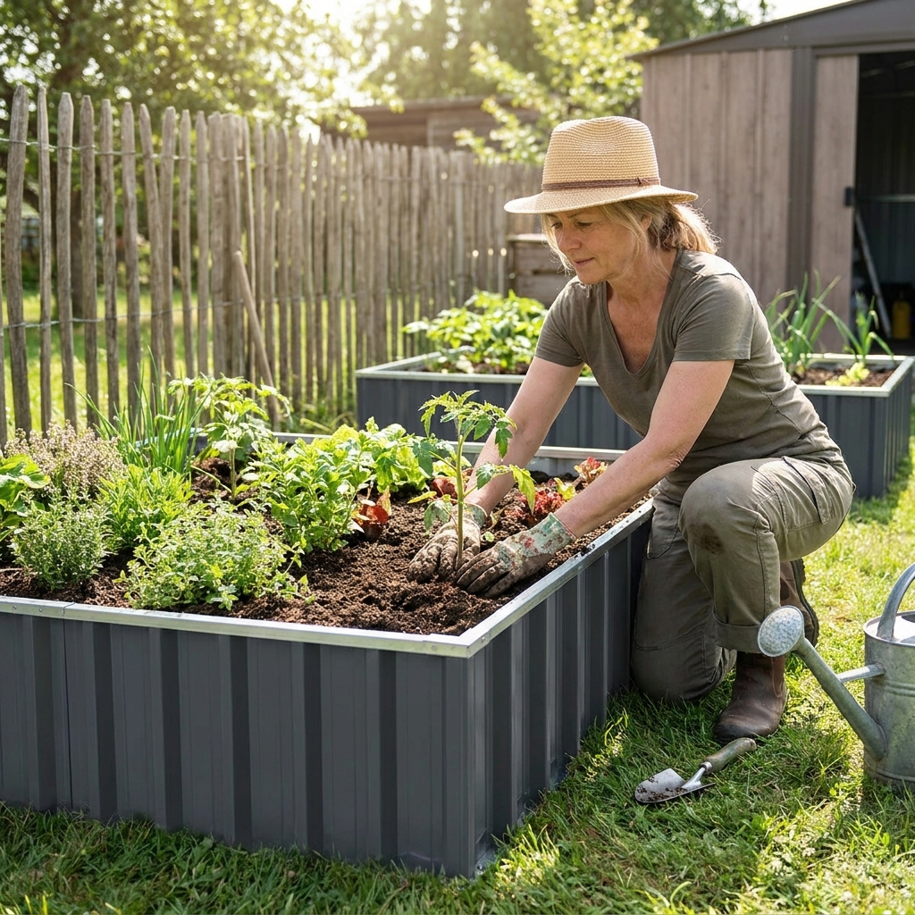 Outdoor Flower Vegetable Raised Garden Bed lifestyle