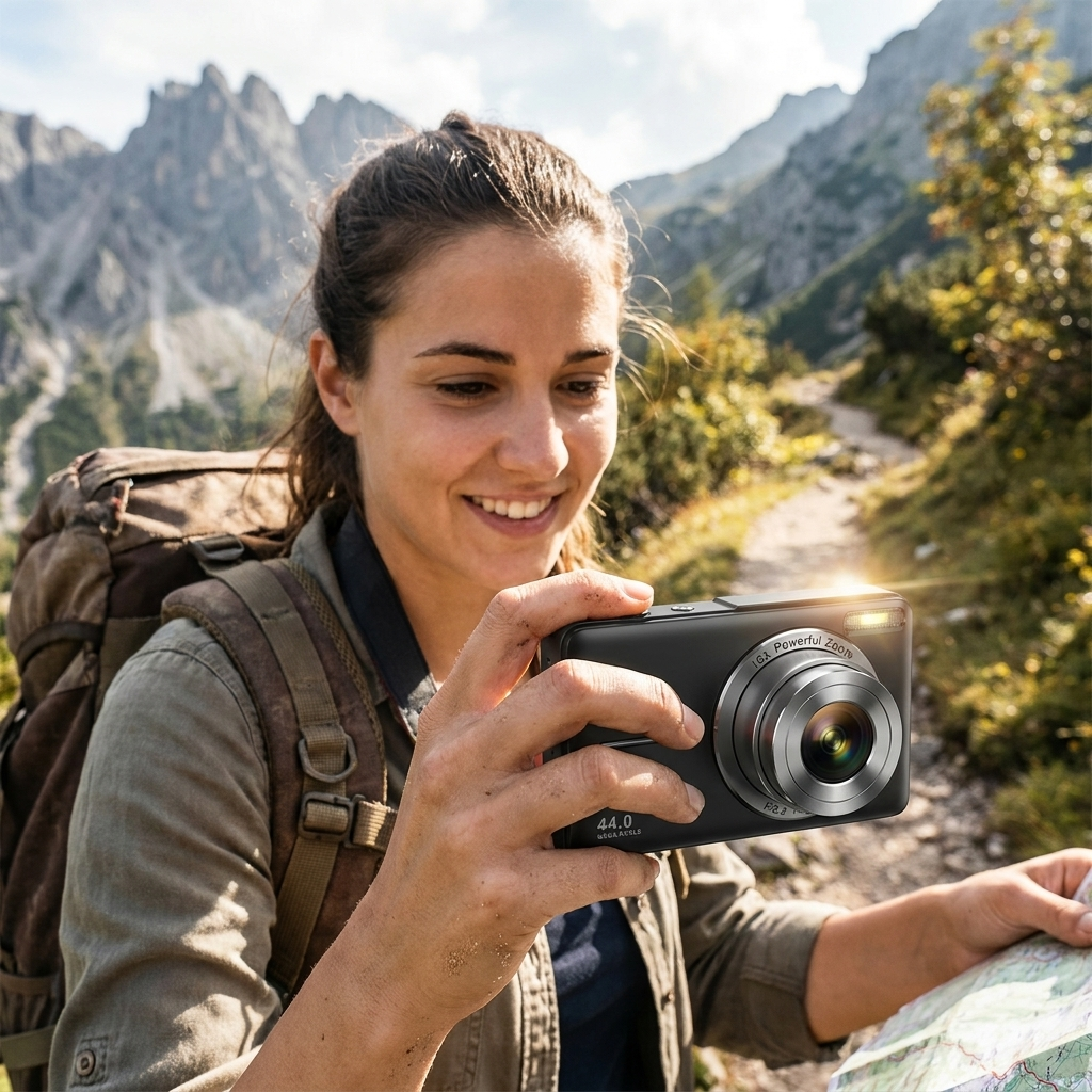 Compact Digital Camera with Retro Design lifestyle