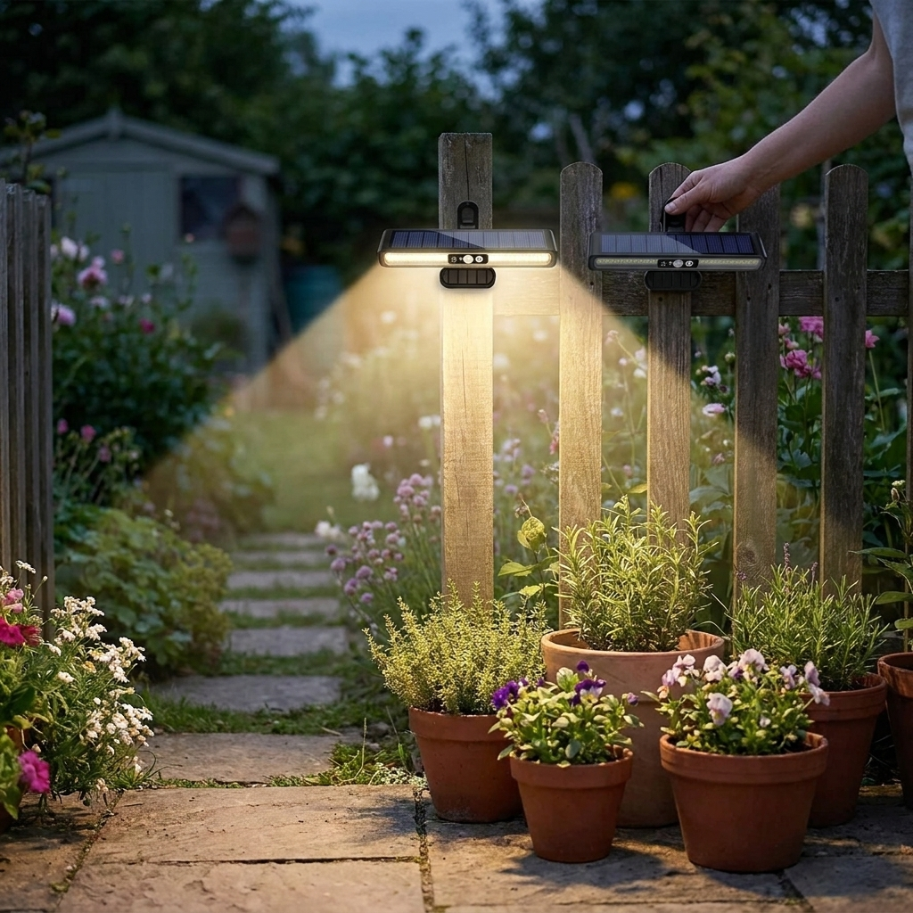 2 Set Portable Solar Fence Lights lifestyle