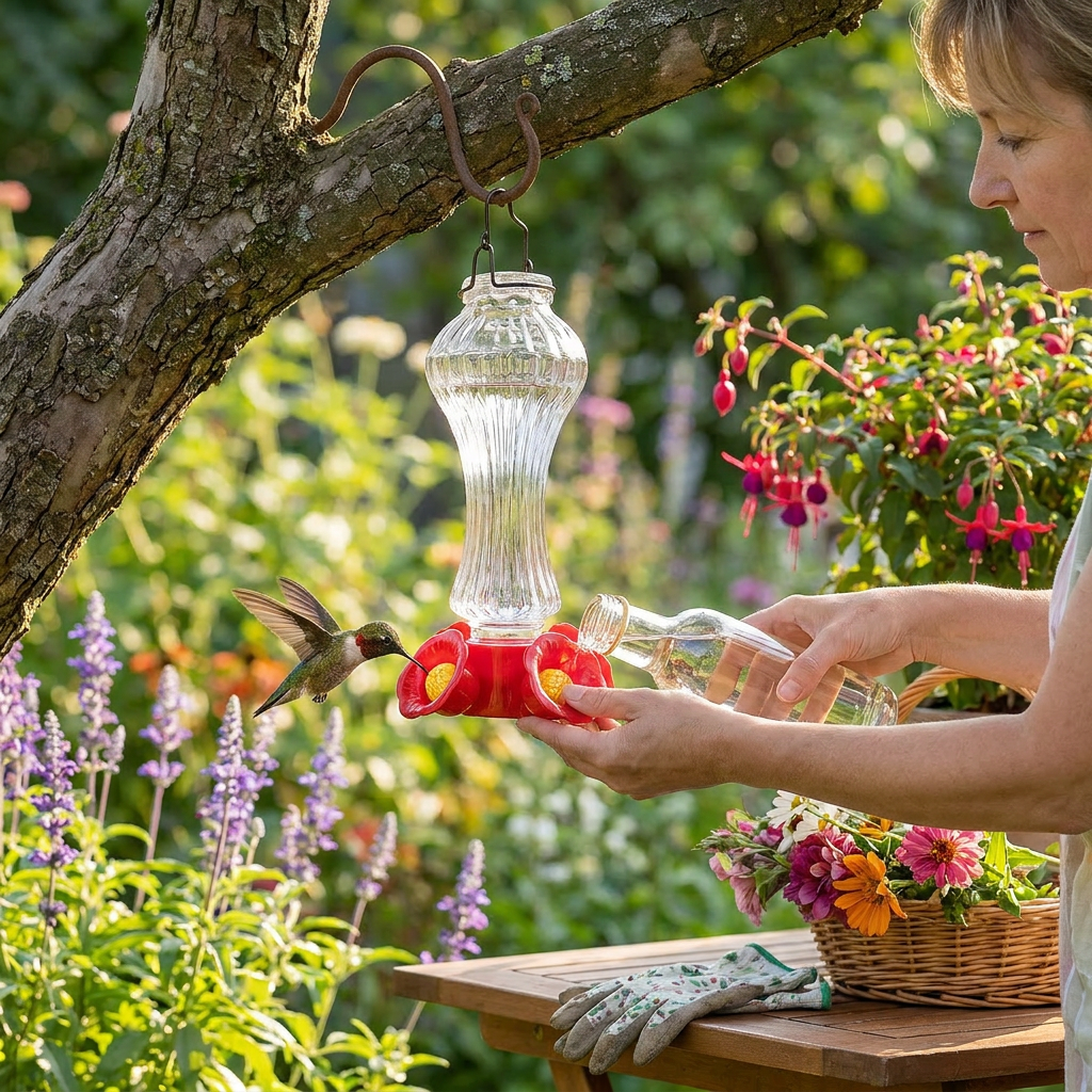 Flowers Glass Hummingbird Feeder With Ant lifestyle