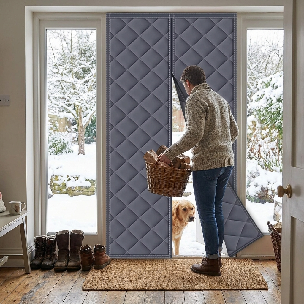 Magnetic Thermal Winter Door Insulation Curtain lifestyle