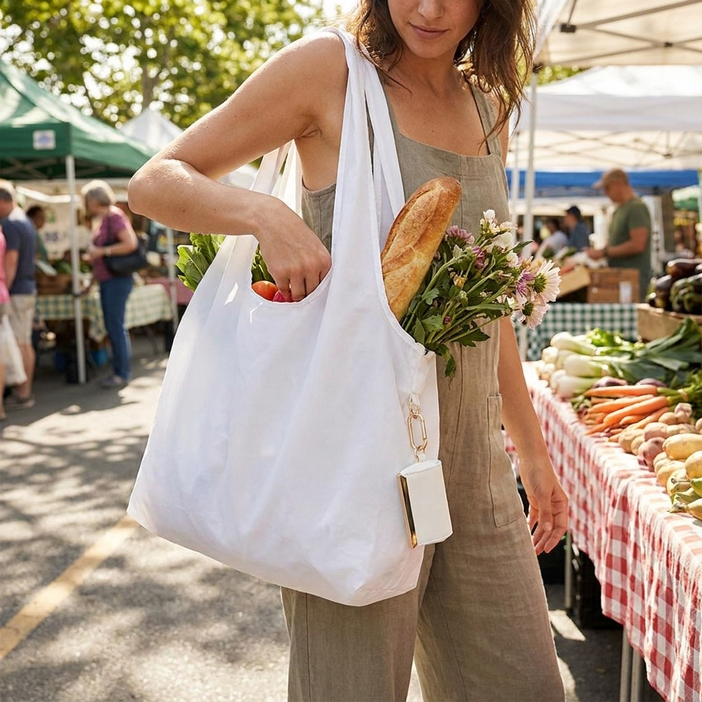 Mini Keychain Foldable Tote Bag lifestyle