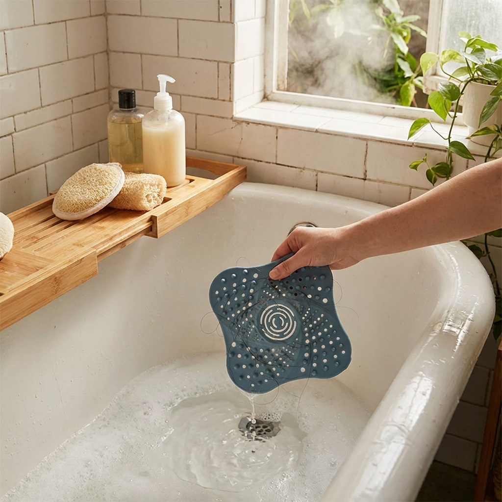 Anti Blocking Spiral Shower Drain Hair Catcher lifestyle