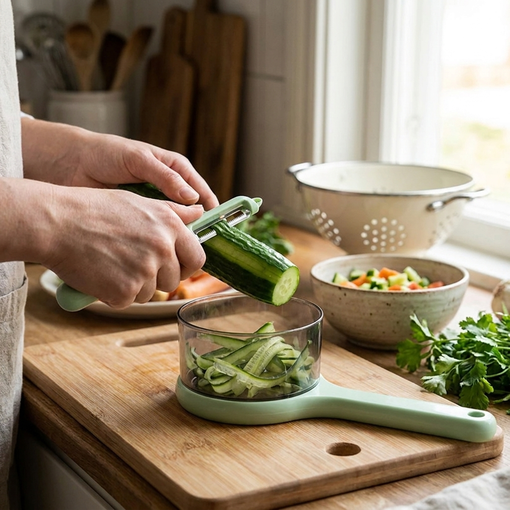 Ergonomic Storage Vegetable Peeler with Non Slip Grip lifestyle