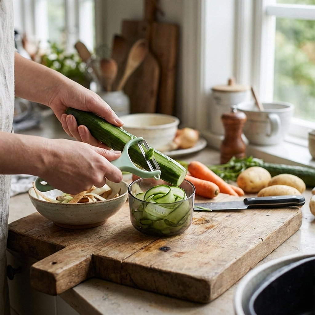 Ergonomic Storage Vegetable Peeler with Non Slip Grip lifestyle