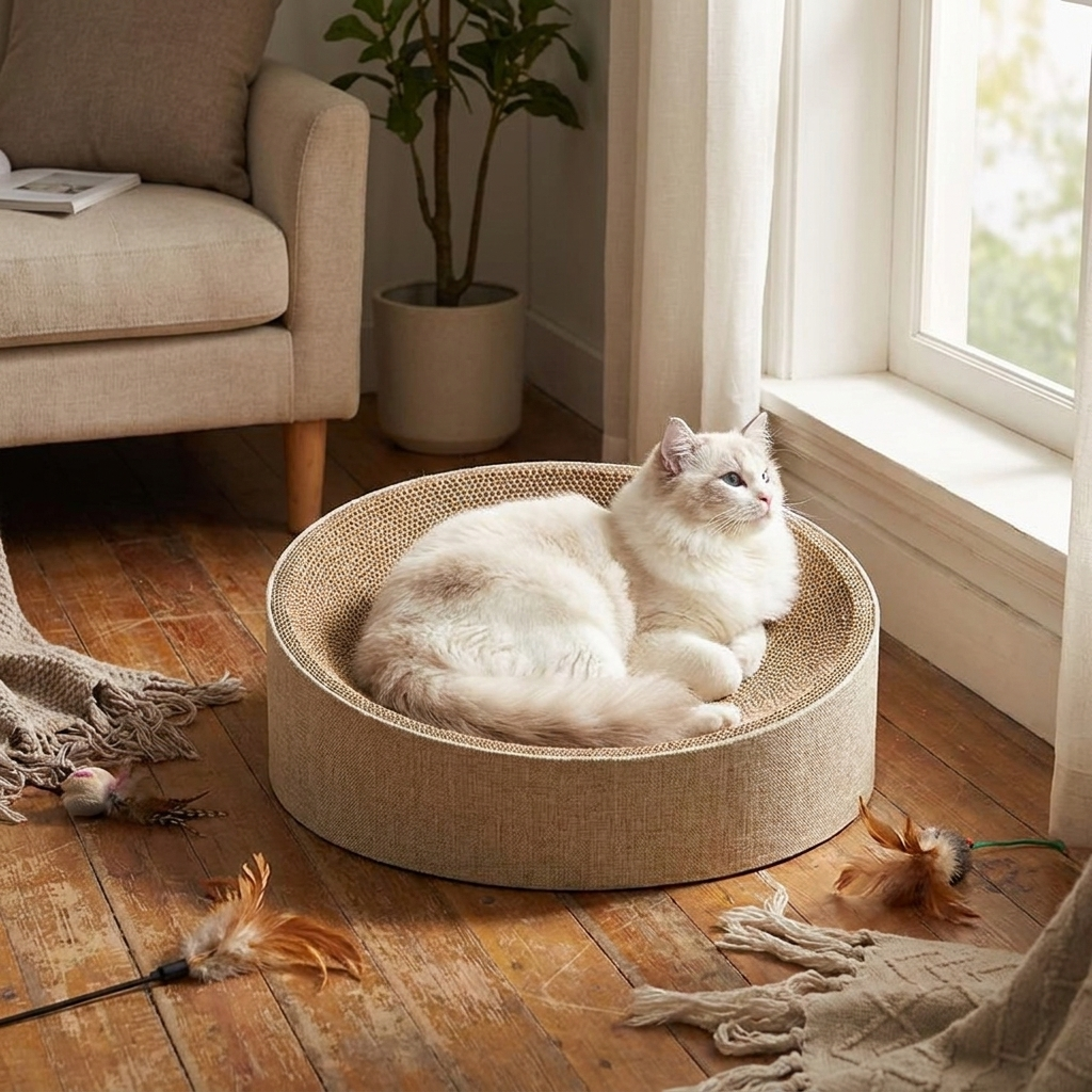 Oval Sisal 2 in 1 Cat Scratcher Bed lifestyle
