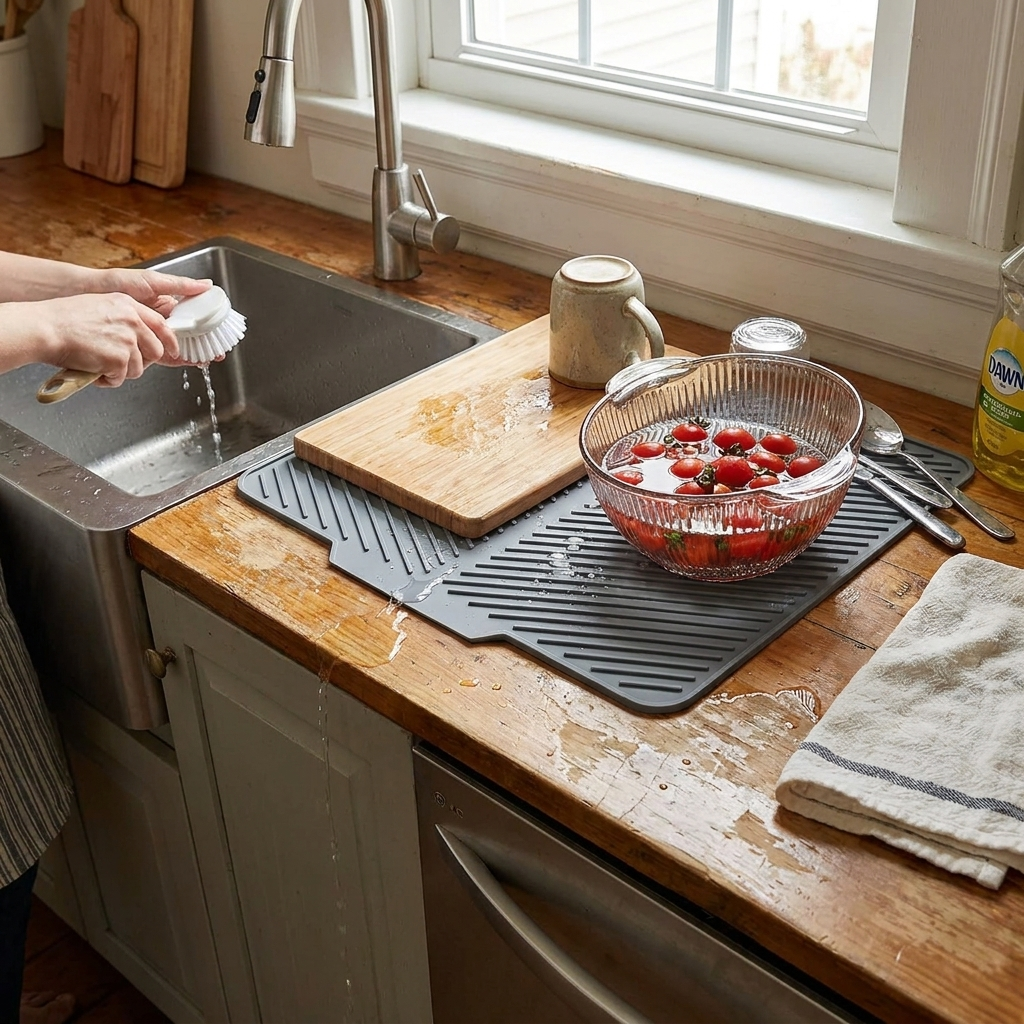 Silicone Countertop Dish Drying Mat lifestyle