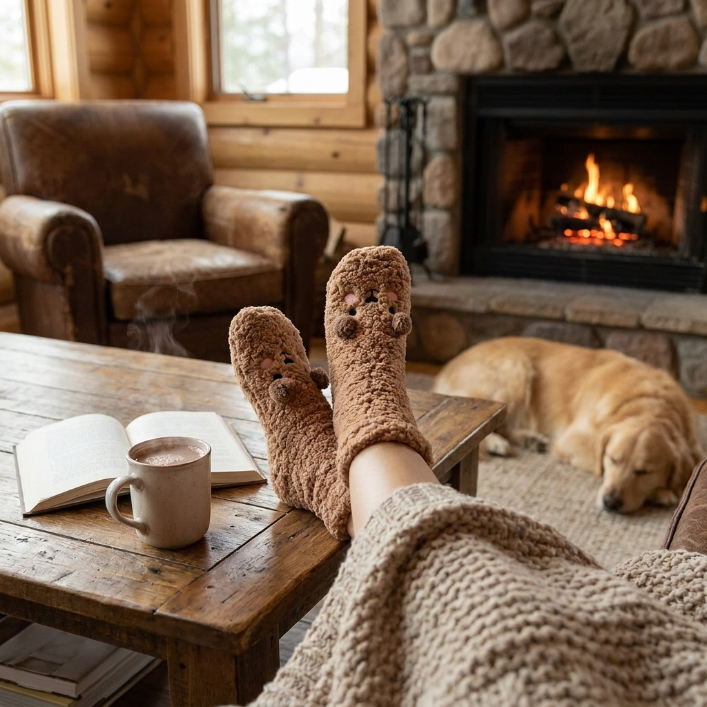 Kawaii Bear Fleece Warm Socks lifestyle