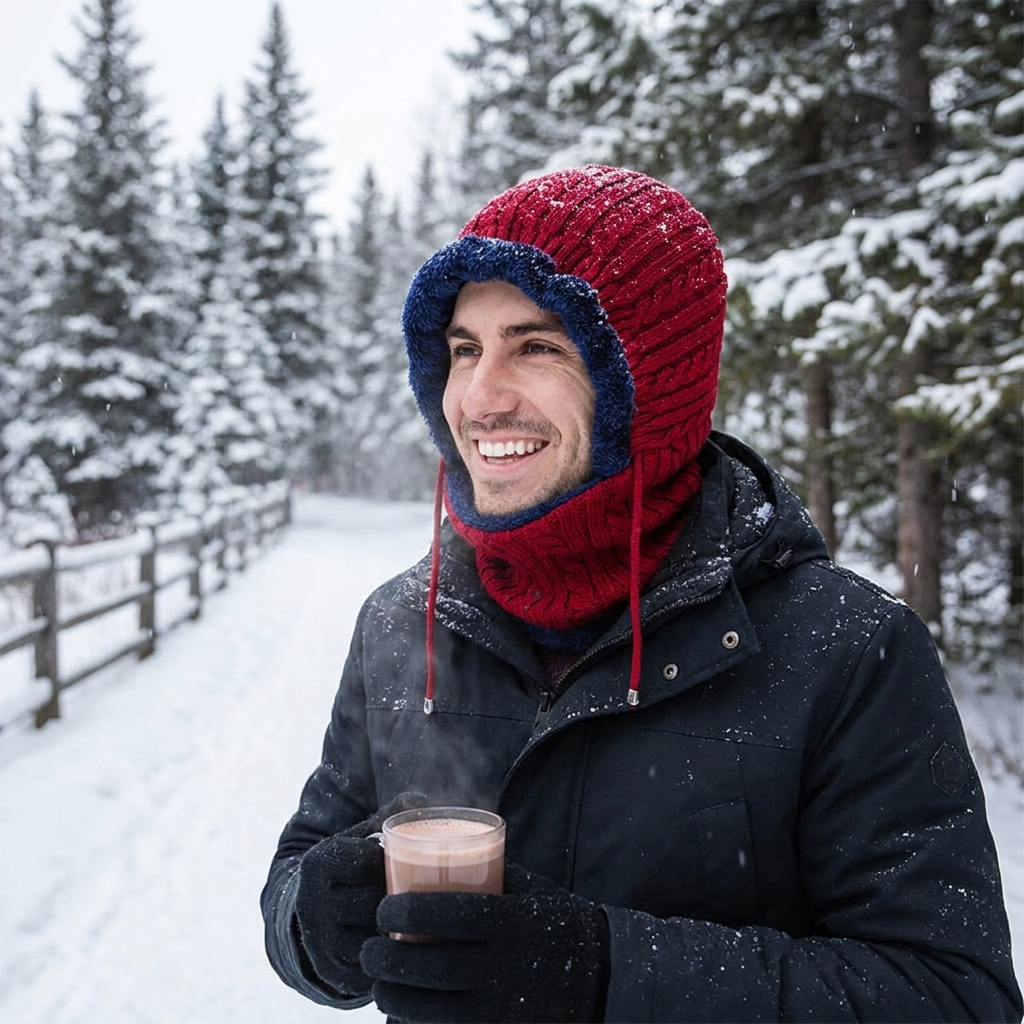 Winter Knit Hat Balaclava with Scarf lifestyle