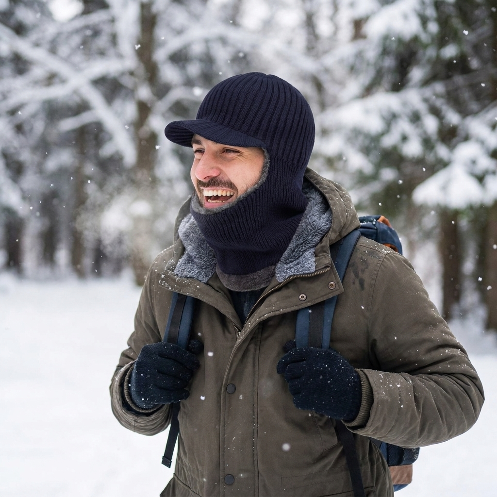 Knit Beanie Balaclava with Visor lifestyle